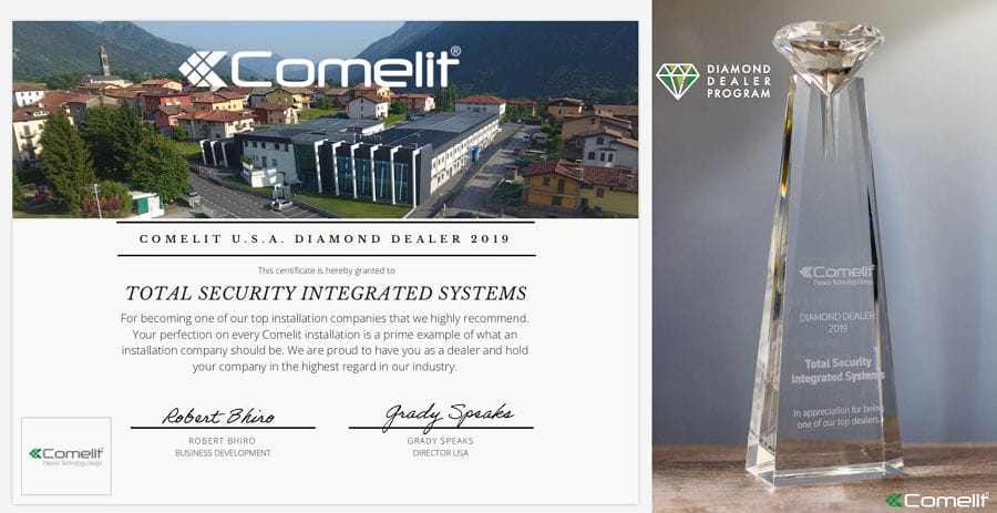 Total Security Integrated Systems - Comelit USA Diamond Dealer 2019 Top Installation Company